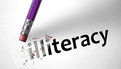 Eraser deleting the word Illiteracy